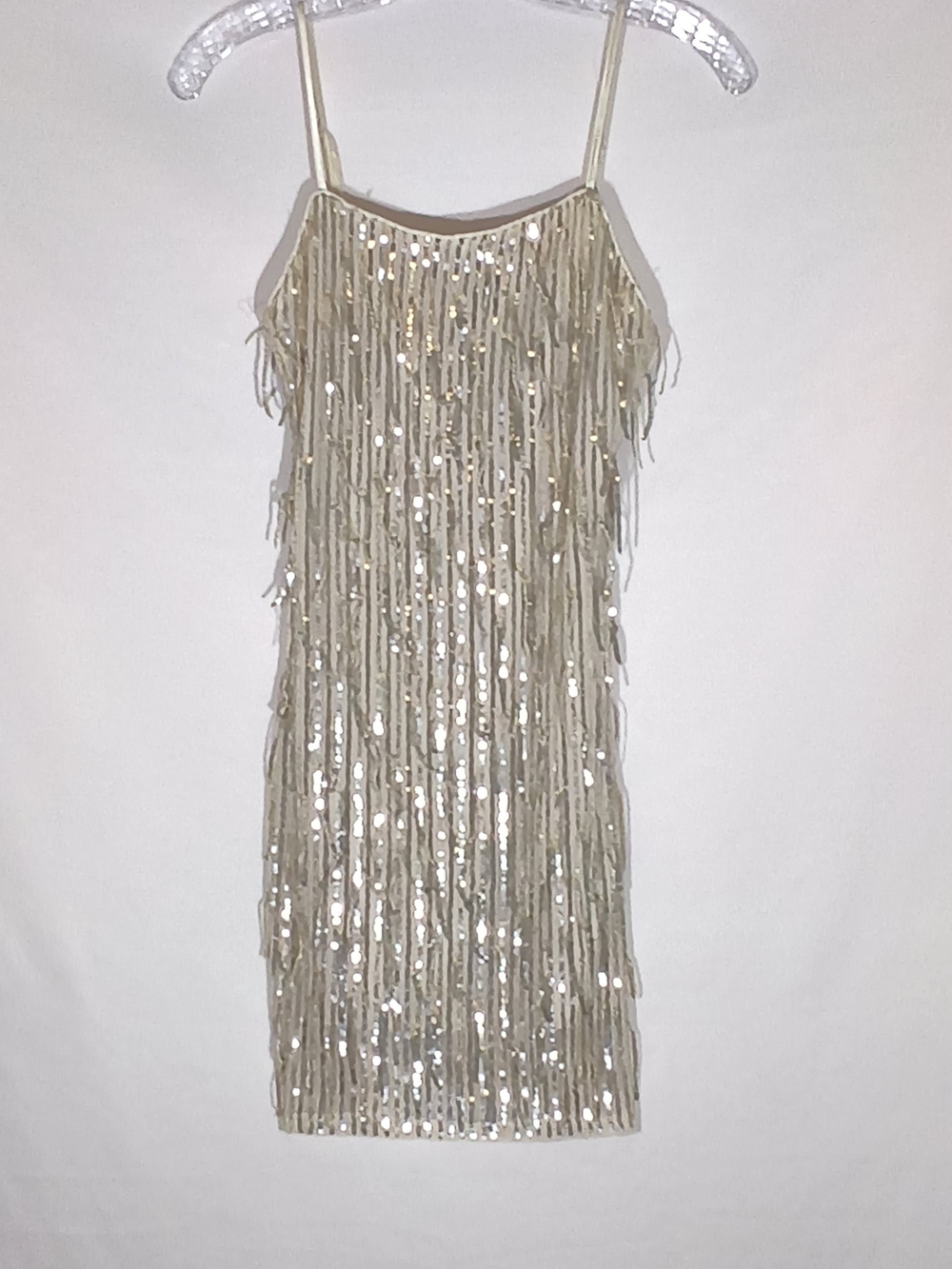 Trixxi Silver Sequin Fringe Mini Dress size xs